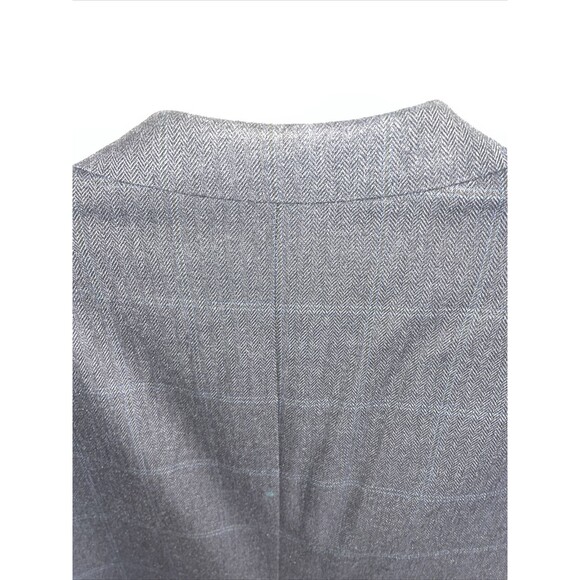 Haggar Suit Jacket Mens Size 42R Gray Windowpane Two Button Long Sleeve - Picture 9 of 12